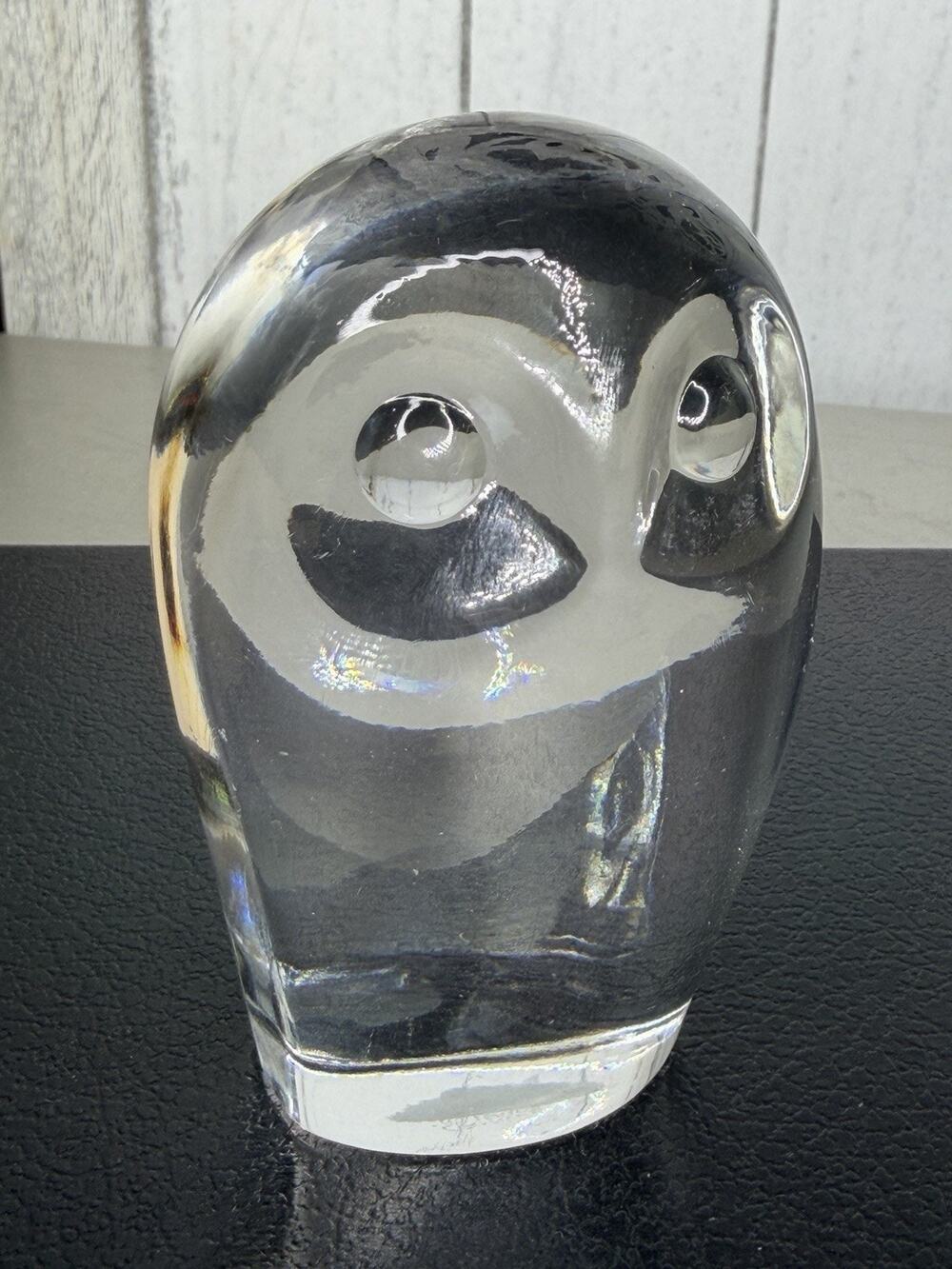 Vintage Art Glass Owl Figurine Paperweight Sculpture Signed Goebel 1936
